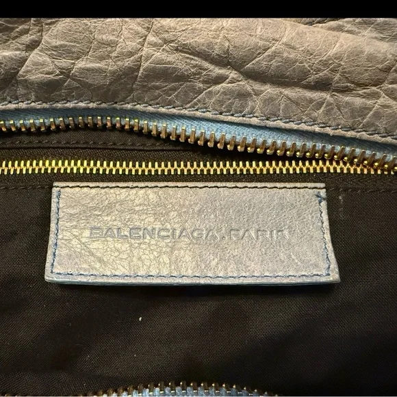 Balenciaga GGH Brief Bag Light Blue Handbag with Gold Accents - Picture 3 of 15